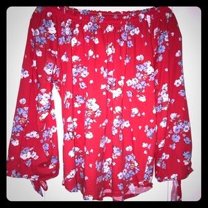 Ralph Lauren Red Floral off shoulder top